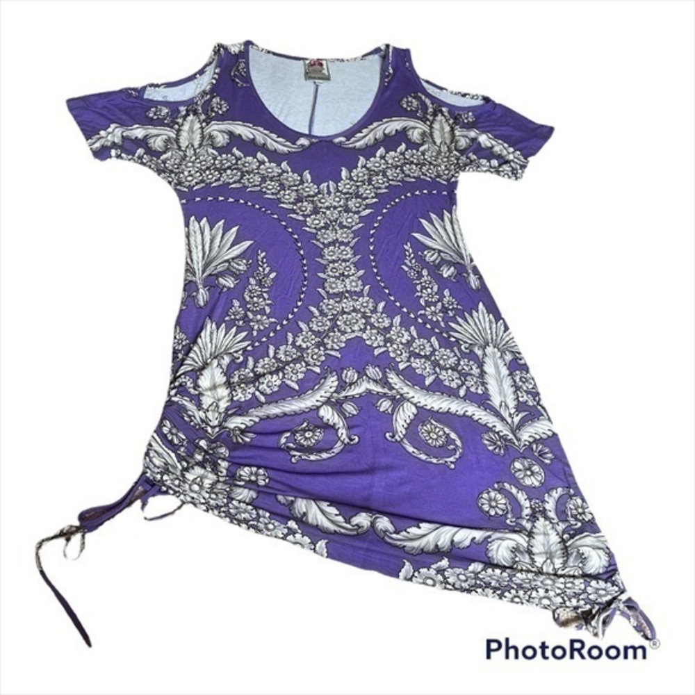 Purple off the shoulder Yoana Baraschi asymmetrical dress